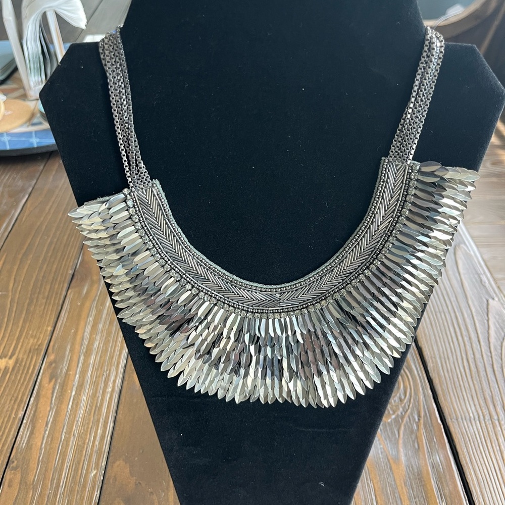 Stella & Dot Silver Fringe Necklace
